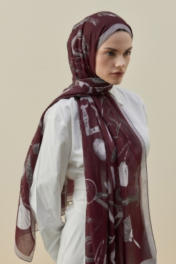 Bordo Luxe Minimal Şal