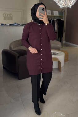Bordo YAKASI TAŞ İŞLEME HIRKA 300T