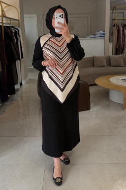 Krem Baskı Detaylı Tunik 