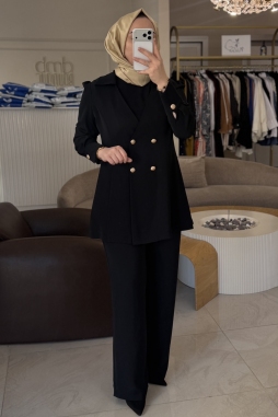 Siyah KRUVAZE KAPAMALI ZARİF TAKIM