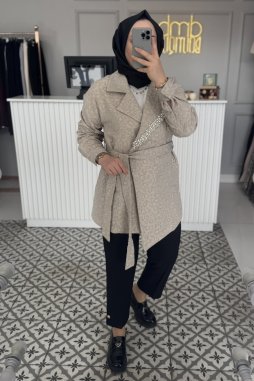 Taş Yaka Taş İşleme Dokulu Ceket