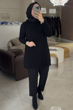 Siyah BÜKME DETAY TUNİK 907