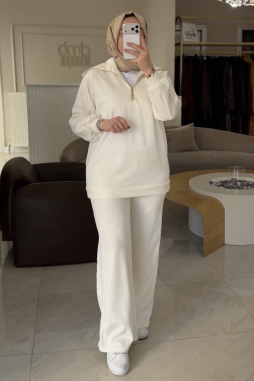 Ekru Şerit Detaylı 1093 Takım