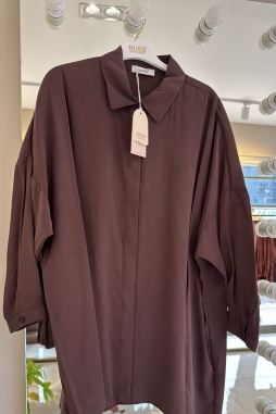 Kahverengi Tensel Rahat Gömlek-3001
