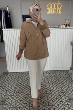 Camel ÖNDEN FERMUARLI CEBİ SAAT NAKIŞLI GÖMLEK