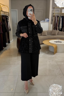 Siyah DANTEL İŞLEME KAP 6055
