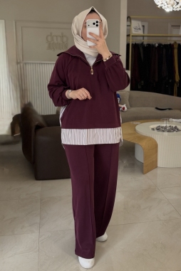 MÜRDÜM GÖMLEK DETAYLI TAKIM 1075