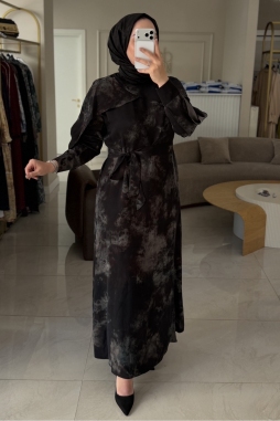 Mürdüm Omuz Detaylı Cupro Elbise 