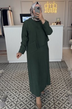 Yeşil İki Parça Elbise 2031Elb