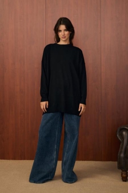 Siyah VENEDİK TRİKO TUNİK 1502