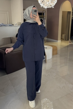 Lacivert FİTİLLİ TENSEL TAKIM-1021