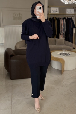 Lacivert FIRFIR MERSERİZE TUNİK
