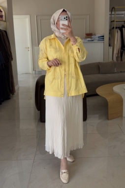 SARI BONCUK NAKIŞLI PATLI GÖMLEK