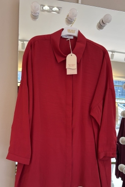 Kırmızı Tensel Rahat Gömlek-3001