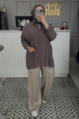 Çikolata Tensel Rahat Gömlek-3001