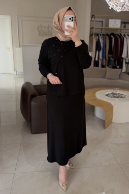 Siyah PULLU ETEKLİ TAKIM 1078