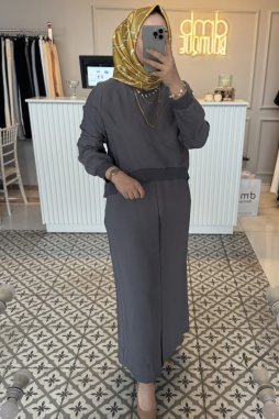 Antrasit KUPRA DETAY ELBİSE - 2044
