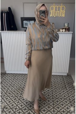 Vizon SATEN MAVİ DETAY GÖMLEK
