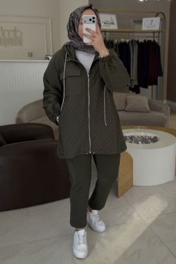 Haki Kapitone Taş Bağcık Takım