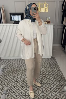 Bej NEPTÜN İPEK KUPRA HAVUÇ PANTOLON