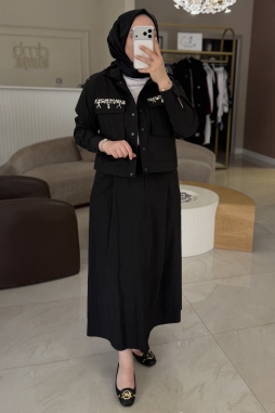 Siyah Cep İşlemeli Takım Haki 1007