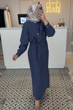 Mavi ÇIT DÜĞME ELBİSE-2032ELB