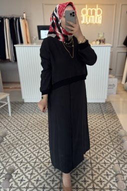 Siyah KUPRA DETAY ELBİSE - 2044