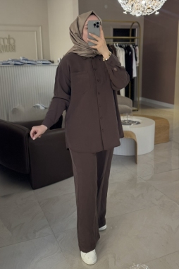Kahverengi FİTİLLİ TENSEL TAKIM-1021