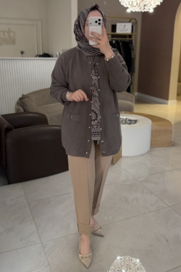 Füme ANGORA CEPLİ UZUN HIRKA 7008