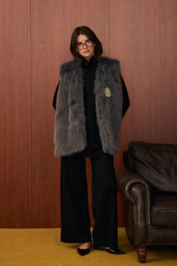 Gri LADY KÜRK YELEK 1597