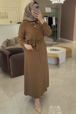 Camel Gold Düğme Detay Elbise 2007