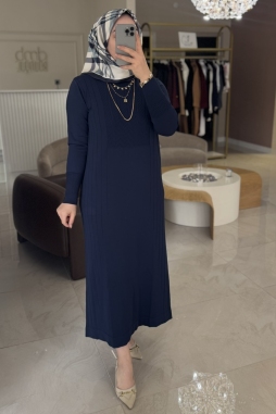 Lacivert TRİKO ELBİSE 509