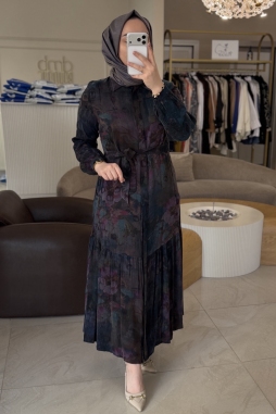 KARIŞIK BALONCUK DESEN ELBİSE 2038