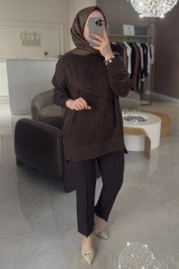 Kahverengi 3003 İPEK TUNİK