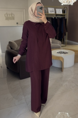 Mürdüm Taşlı Pantolonlu Takım 1019