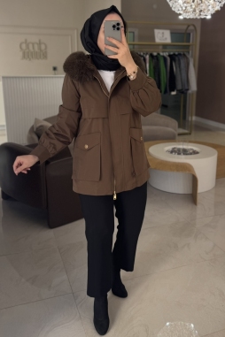 Lısa Exclusıve Haki Orijinal Çıkarılabilir Kürklü Parka