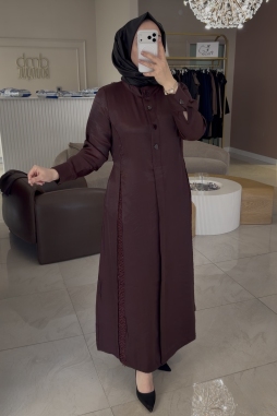 Lıssmore Bordo 5966 Düğme Detaylı Elbise