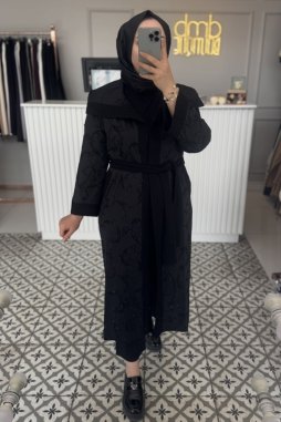 Siyah İŞLEME DETAYLI UZUN KAP 6041