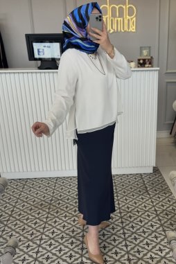 Beyaz Volanlı Bluz