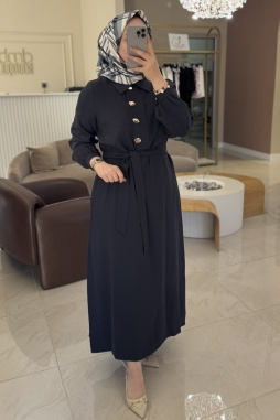 Lacivert GOLD DÜĞME DETAY ELBİSE 2007