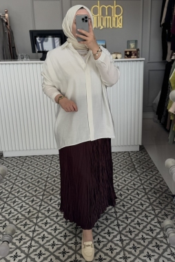 Beyaz Tensel Rahat Gömlek-3001