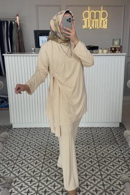 Bej Yandan Bağlamalı Takım
