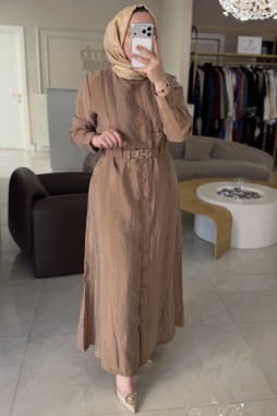 Lıssmore Bej Gold Kemerli 6023 Kap Elbise
