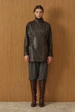 Kahverengi Shadow Leather Deri Ceket 1907