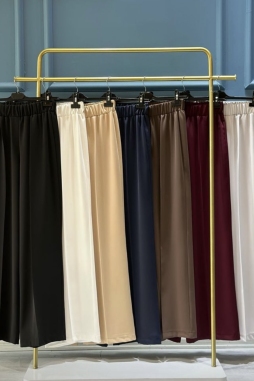 Beyaz Krep Geniş Paça Pantolon