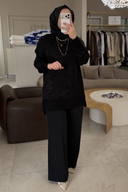 Siyah TRİKO MİXLİ KUPRA TUNİK