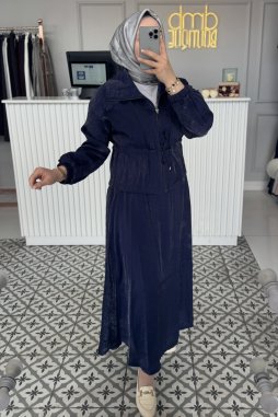 Lacivert Jakar Etek Ceket Takım 1039