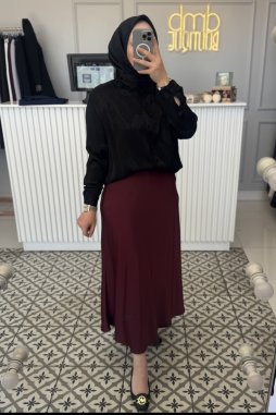 Siyah SATEN DESEN DETAY GÖMLEK