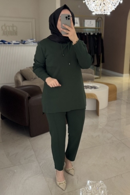 Yeşil BROŞLU PANTOLONLU TRİKO TAKIM 1353