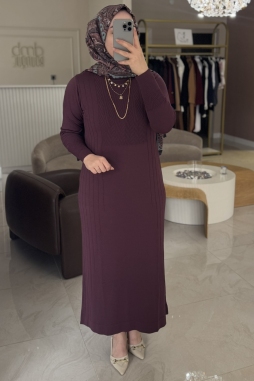 Bordo TRİKO ELBİSE 509